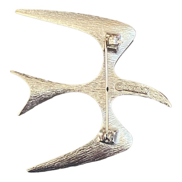 Vtg "Mr.Seagull" Sarah Coventry 70s silver tone mid century modern pin brooch - Picture 3 of 4